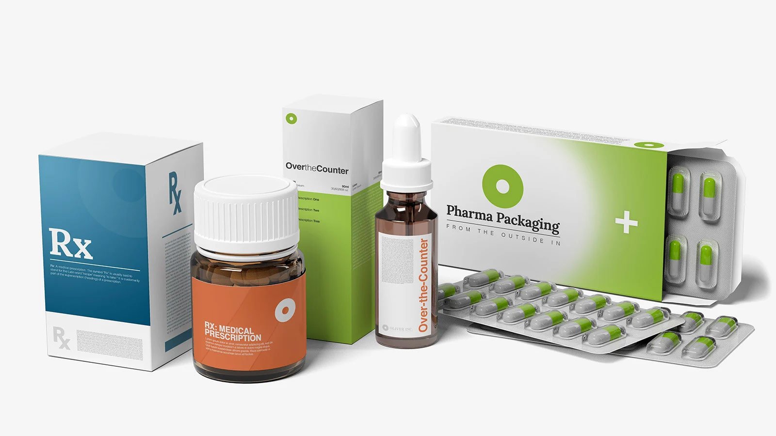 assortment of pharmaceutical packaging