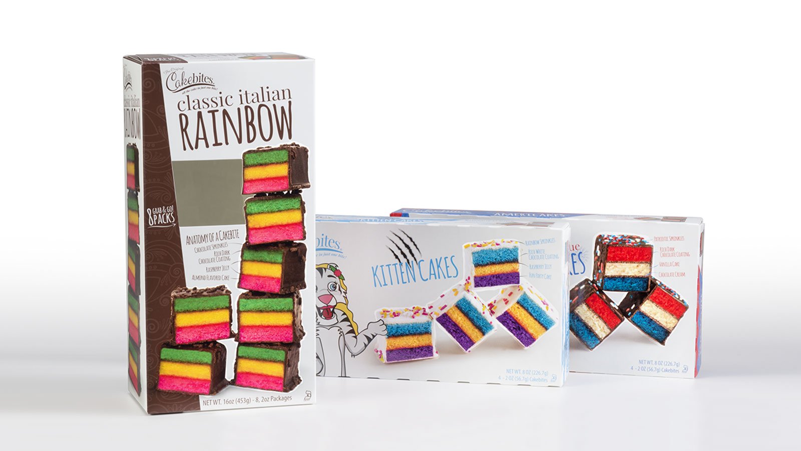 Cakebites Italian rainbow cookie packaging