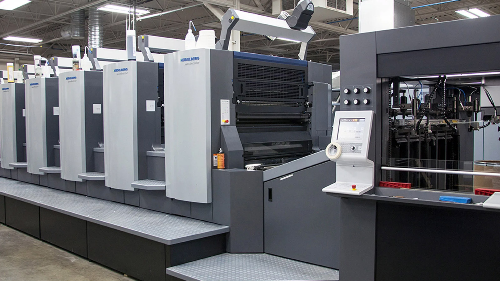view of Heidelberg Speedmaster Press on factory floor