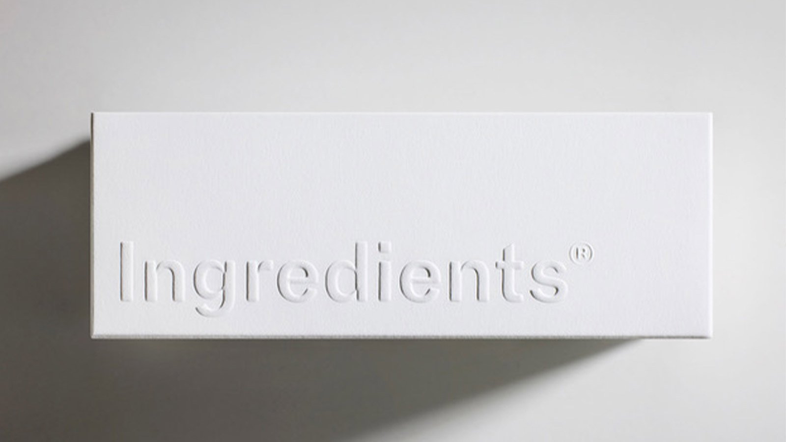 white ingredients packaging on white background