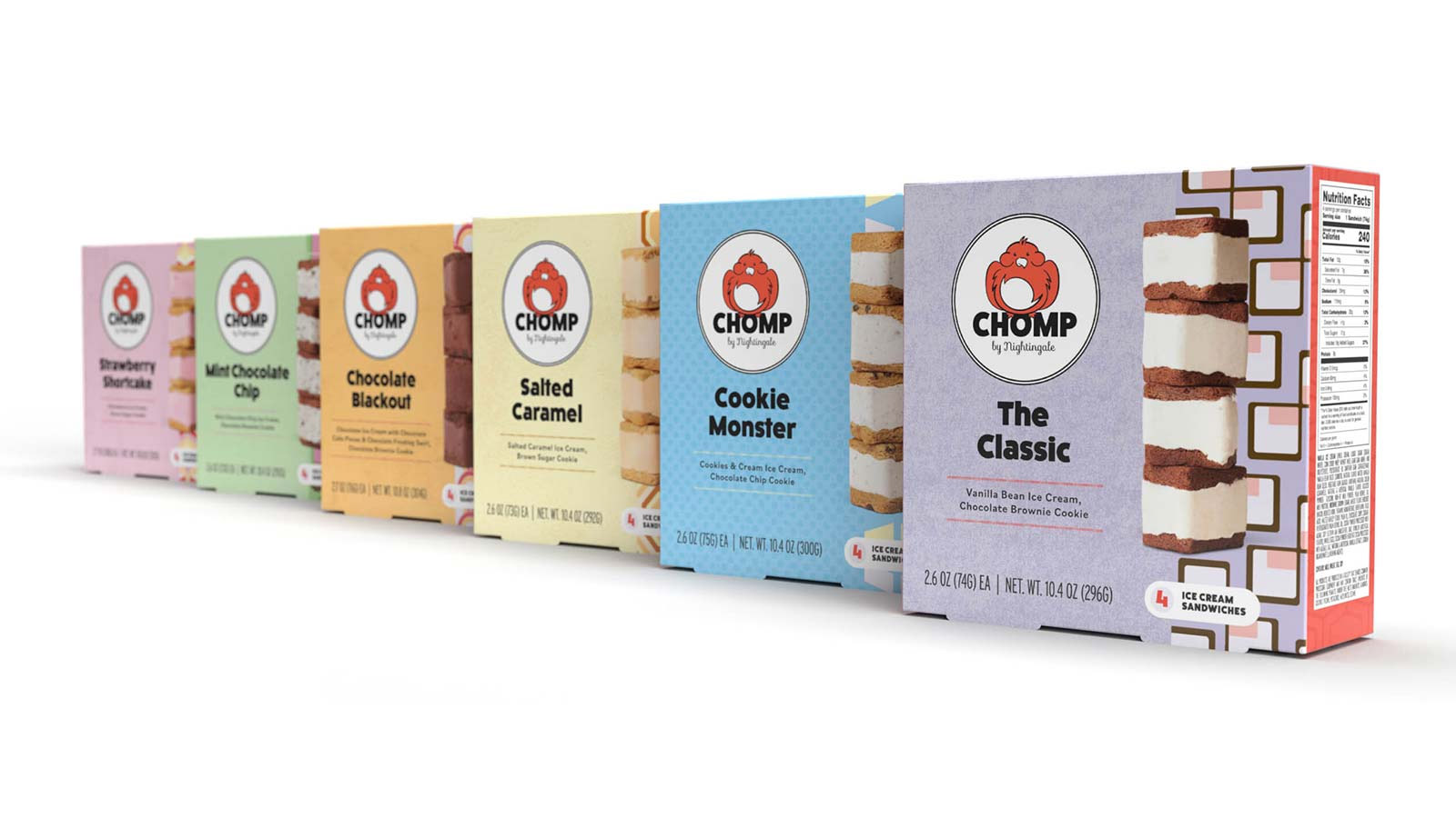 Chomp ice cream packaging