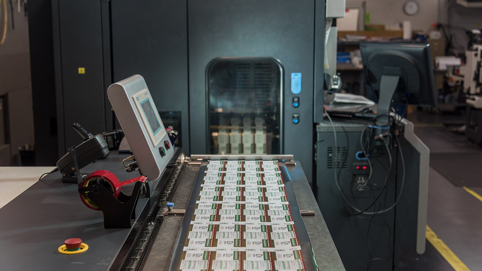 professional label printer in a warehouse