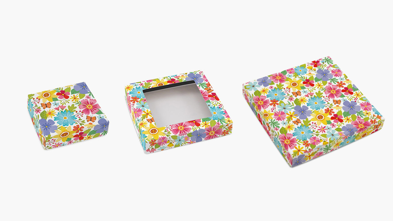 flower-adorned folding cartons